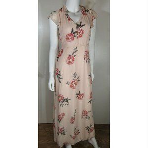 Row A Floral Open Back V-Neck Maxi Dress, Pink, Women's Size Small